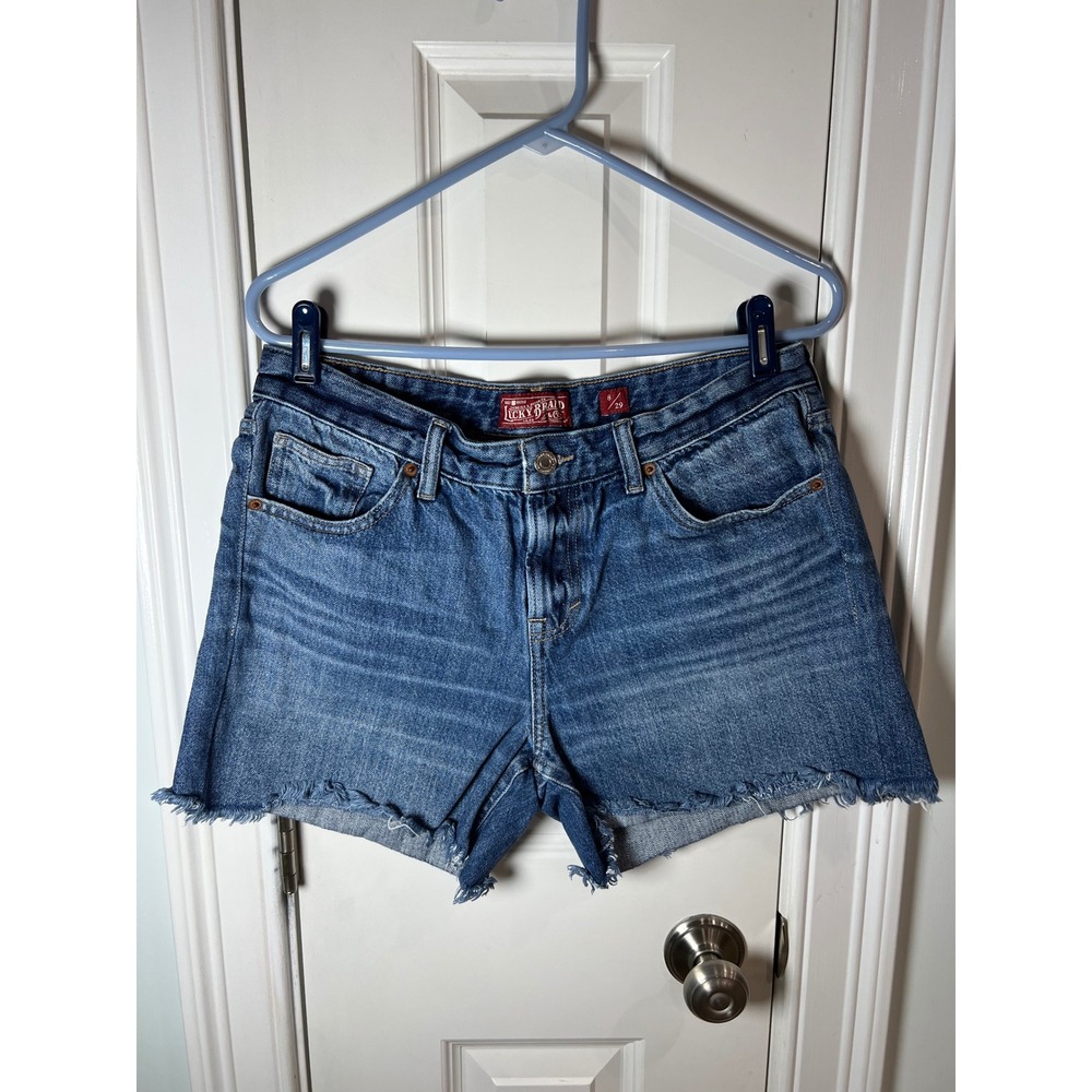 Lucky Brand The Boyfriend Short Blue Denim Cut Off Frayed Hem 8 29 7WD10964